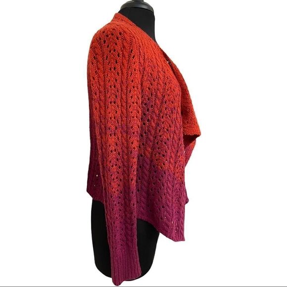 Kerisma Dip Dye Ombre Open Knit Cardigan Sz M - Picture 4 of 10
